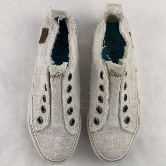 Blowfish Malibu Low Top Sneakers Womens Size 6.5 Off White Distressed Canvas - Picture 5 of 12
